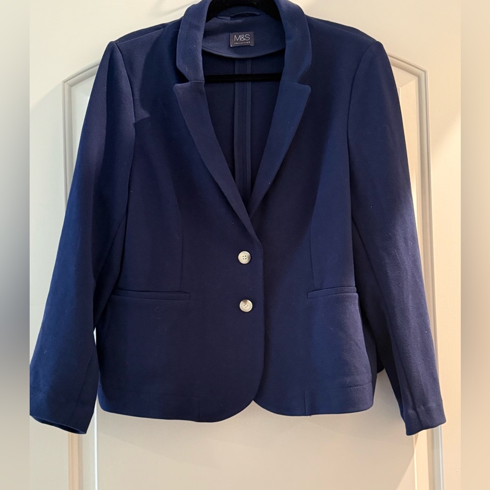 M&S Collection Navy Women's Tailored Blazer - Classic Two-Button Jacket